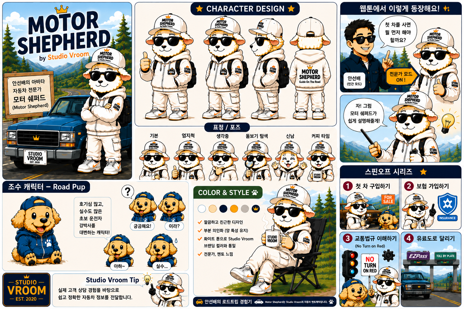 Motor Shepherd & Road Pup β Character Design